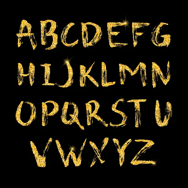 キラキラ黄金のアルファベット — ストックベクタ