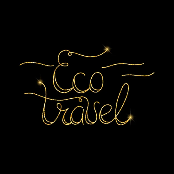 Eco viaje letras doradas — Vector de stock