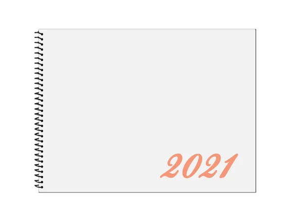 Naptár Borító Oldal 2021 Fehér Háttér — Stock Fotó