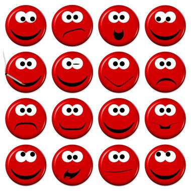 Farklı ruh halleri olan kırmızı emojiler.
