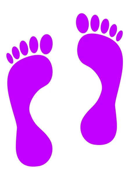 Violette Fußabdrücke Vor Weißem Hintergrund Illustration — Stockfoto