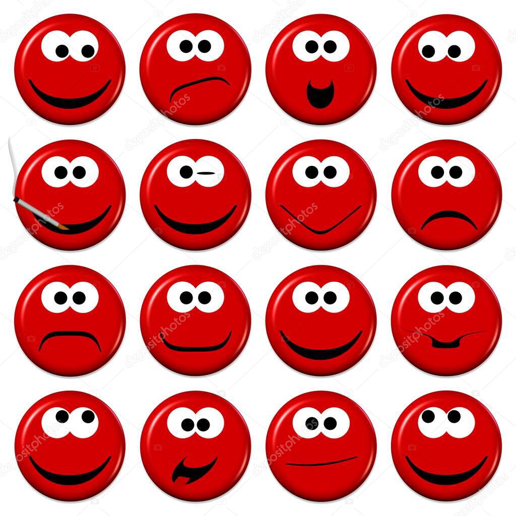 Red emojis with different moods