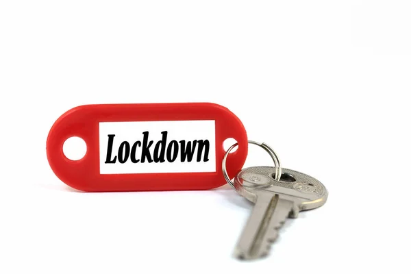 Schlüssel Und Schlüsselanhänger Mit Der Aufschrift Lockdown — Stockfoto