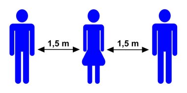 İnsanlar arasındaki güvenlik mesafesi, bir resimde sembolik temsil