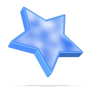 Beyaz arkaplan önünde kayan mavi yıldız