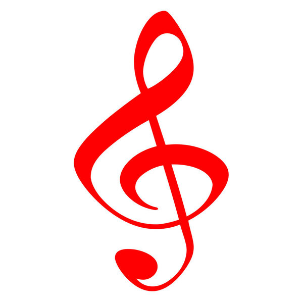 Treble clef isolated against white background