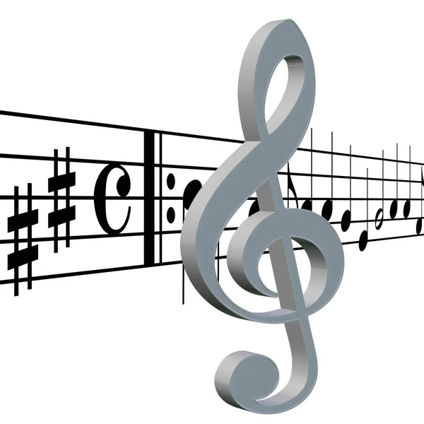 Treble Clef Music Notes White Background — Stock Photo, Image