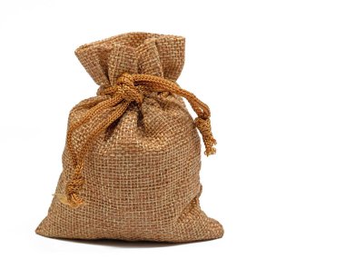 Small jute bag against a white background clipart