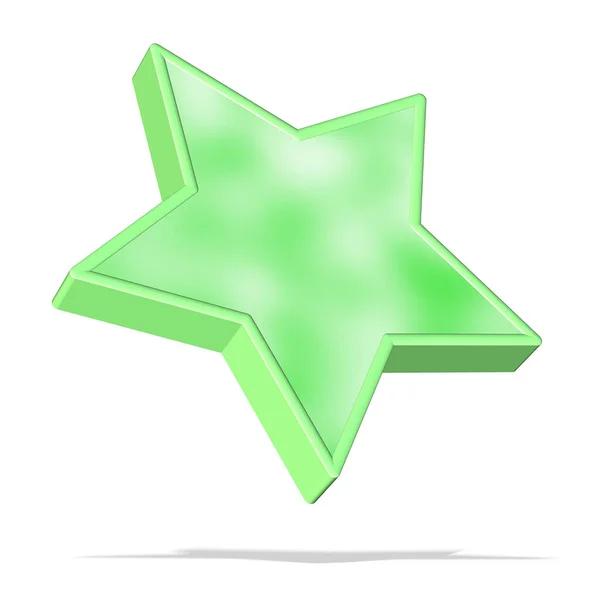 Falling Green Star Front White Background — Stock Photo, Image