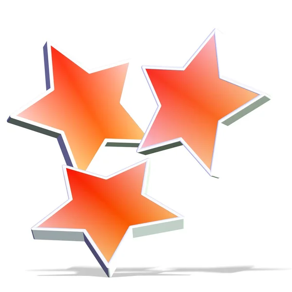Drei Sterne Oranger Farbe Vor Weißem Hintergrund — Stockfoto
