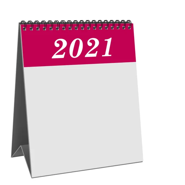 白い背景にカバーシート2021とデスクカレンダー — ストック写真