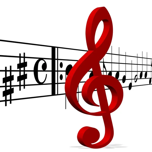 Treble Clef Muzieknoten Tegen Witte Achtergrond — Stockfoto