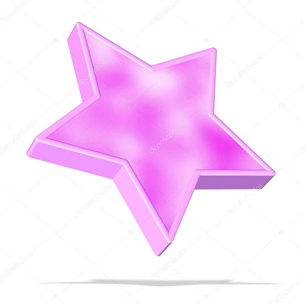 Falling violet star in front of white background