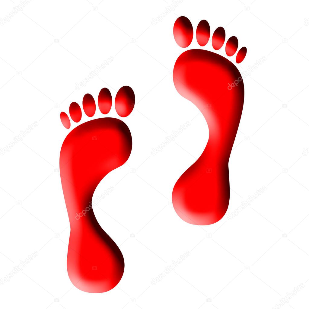 Red footprints against a white background