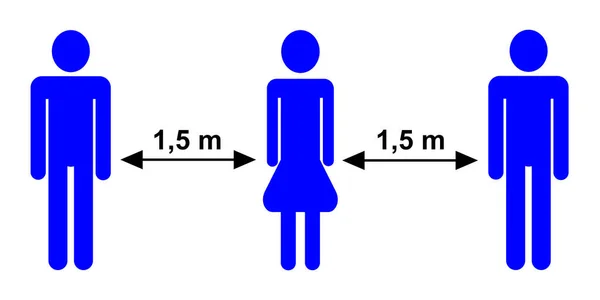 Distance Sécurité Entre Les Personnes Représentation Symbolique Dans Une Illustration — Photo