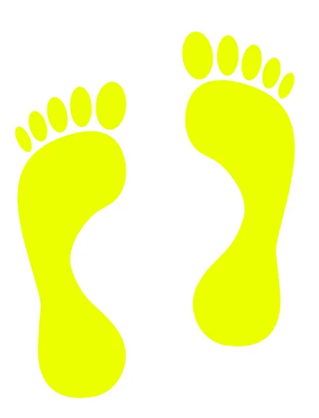 Yellow Footprints White Background — Stock Photo, Image