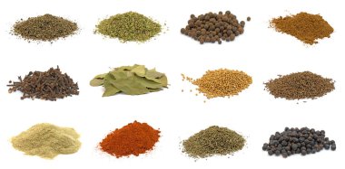 Bir kolajda çeşitli baharatlar