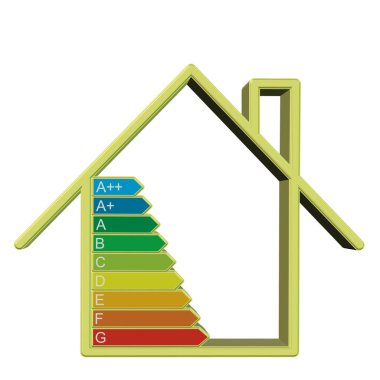 Enerji tasarrufu evi, sembolik temsil, 3D illüstrasyon