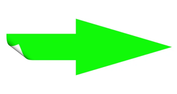 Flecha Verde Derecha Aislada Sobre Fondo Blanco — Foto de Stock