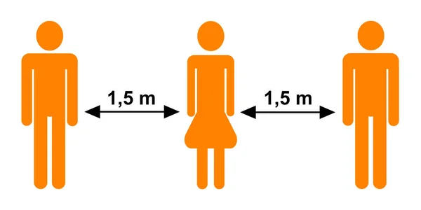 人与人之间的安全距离 图示中的象征性代表 — 图库照片