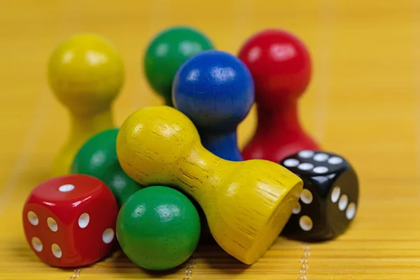 Colorful Play Figures Dice Close — Stock Photo, Image