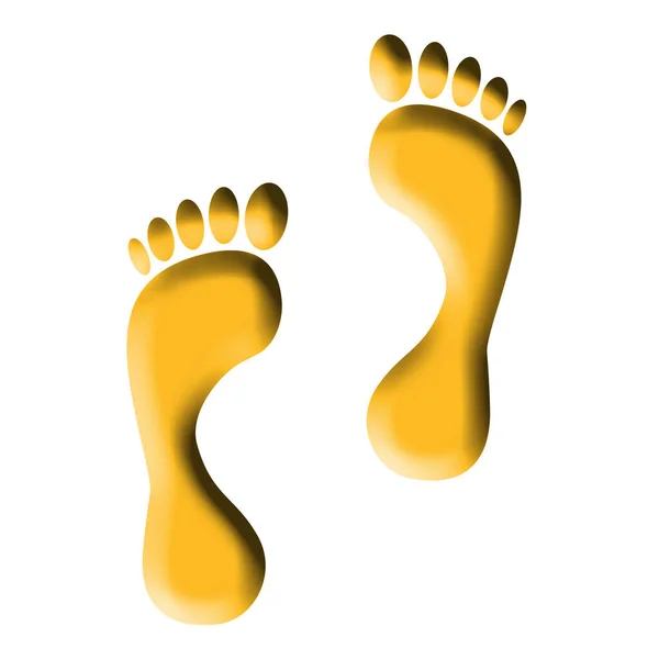 白色背景下的黄色脚印 — 图库照片