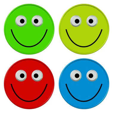 Gülen yüzlü dört renkli ifade.