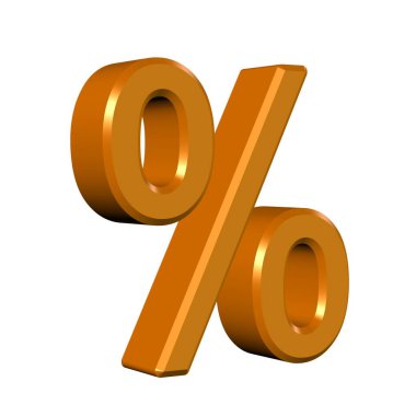 Beyaz arkaplana karşı yüzde için sembol, 3B illüstrasyon