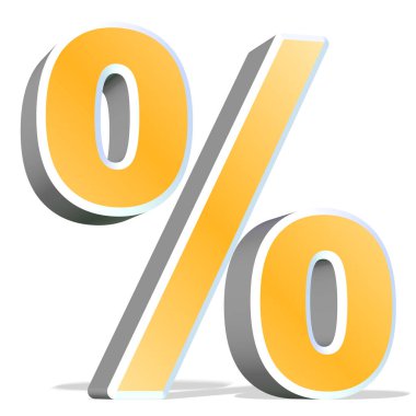 Beyaz arkaplana karşı yüzde için sembol, 3B illüstrasyon