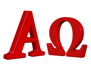 Alfa ve Omega, semboller, 3 boyutlu illüstrasyon