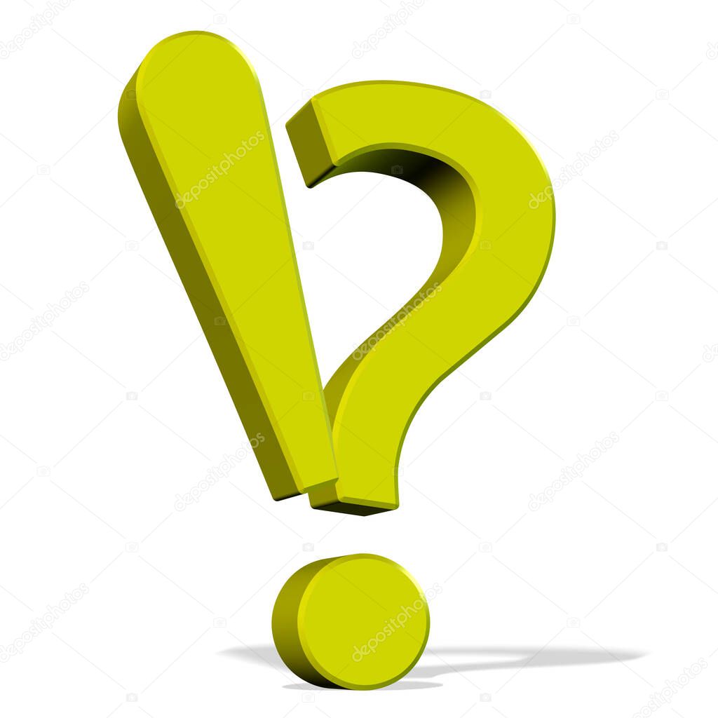 Question mark and exclamation mark, isolated against white background