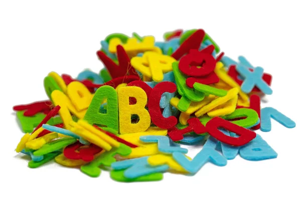Lots Colorful Felt Letters White Background — Stock Photo, Image