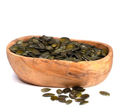 Kavrulmuş kabak çekirdeğinin yakın plan çekimi.