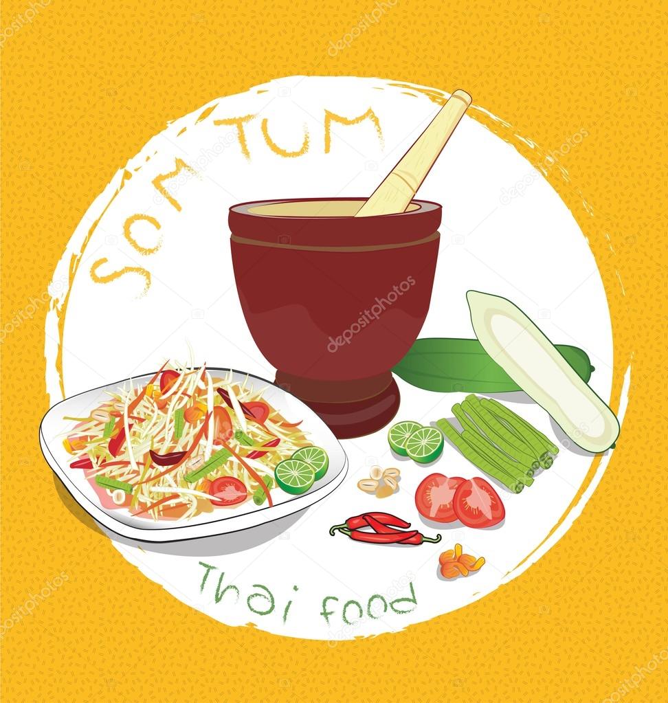 Papaya salad Stock Vector by ©kkojang 53885331