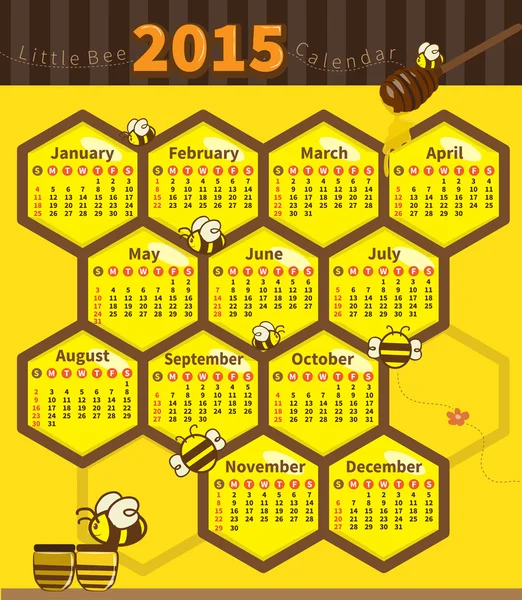 Litle 蜂カレンダー 2015 — ストックベクタ