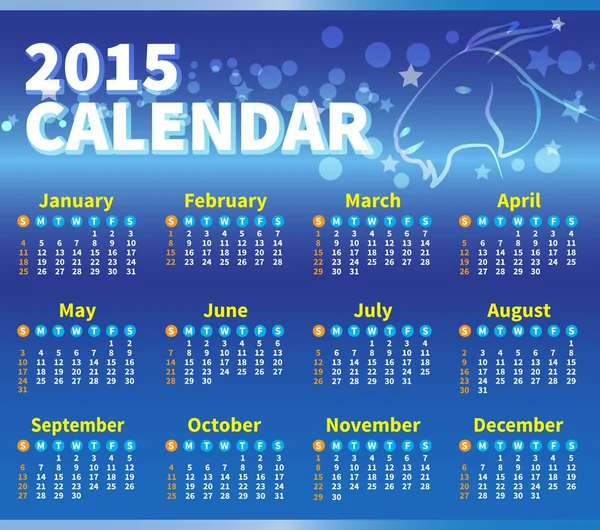 Calendrier 2015 couleur bleue — Image vectorielle