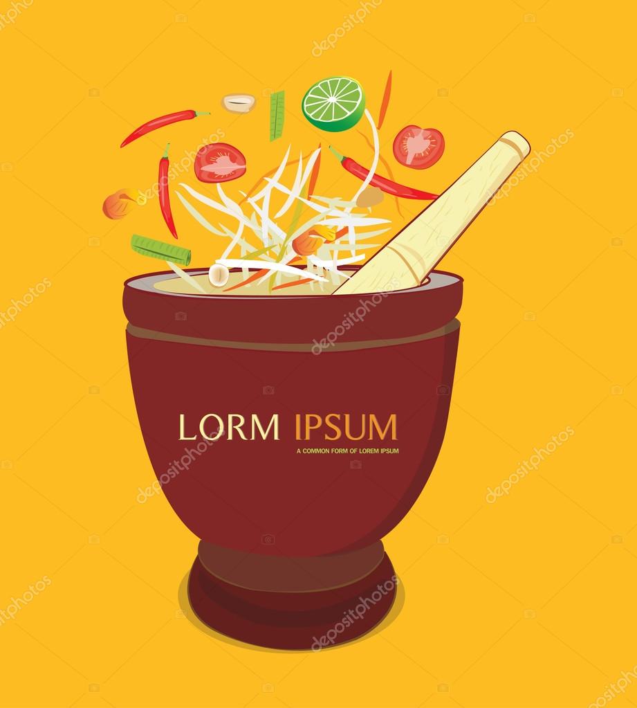 Papaya salad and mortar Stock Vector Image by ©kkojang #67061733
