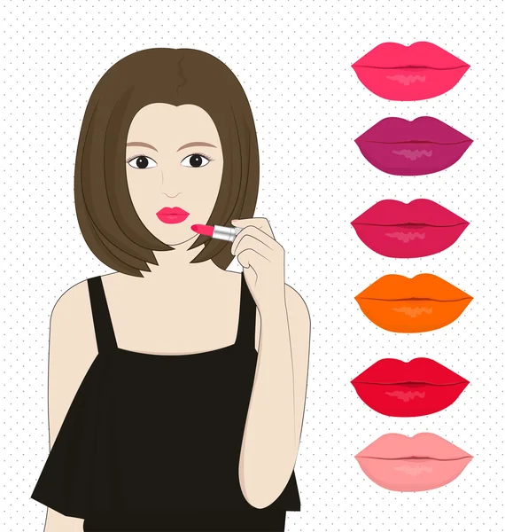 Les femmes appliquant du rouge à lèvres — Image vectorielle