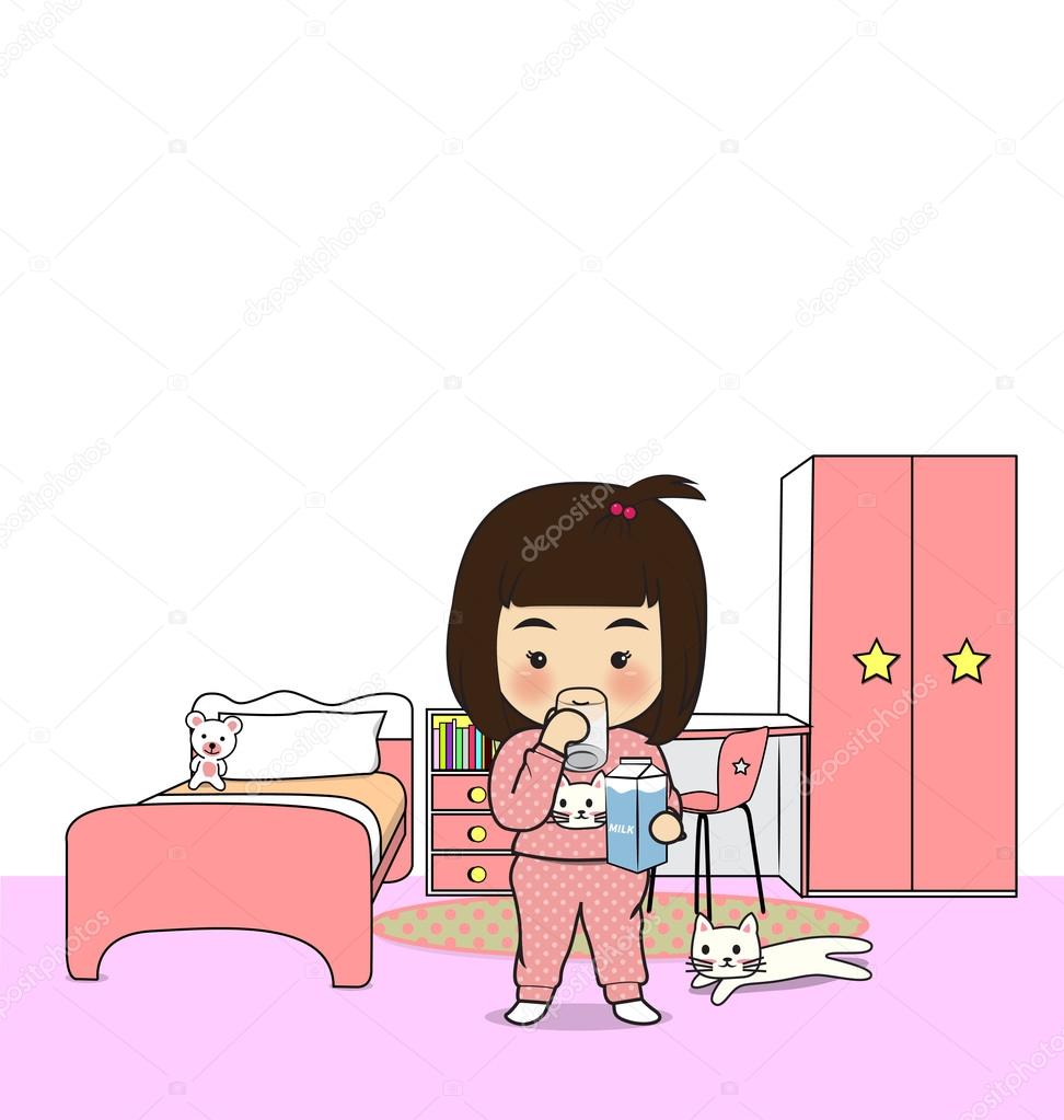 Girl Drink Milk Before Bed Stock Vector By kkojang 77192463 girl-drink-milk-before-bed-stock-vector-by-kkojang-77192463