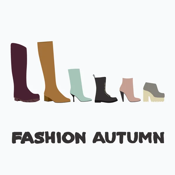 Colección de botas femeninas — Vector de stock