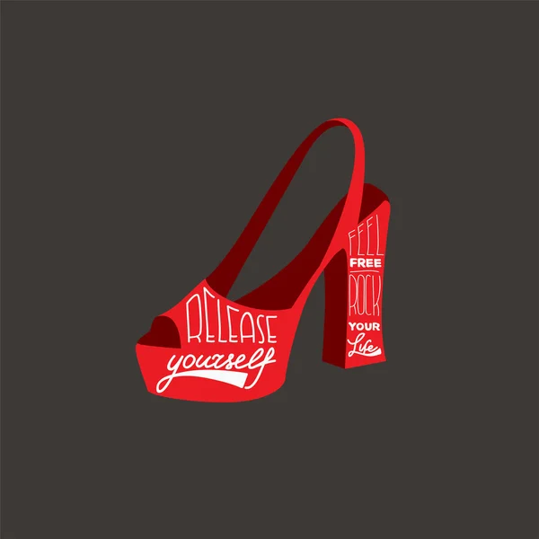 Cartel tipografía zapato — Vector de stock