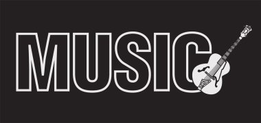 Müzik. Gitar siluet.