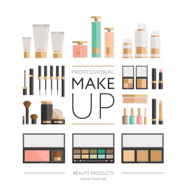 Beauty products collection - flat set clipart
