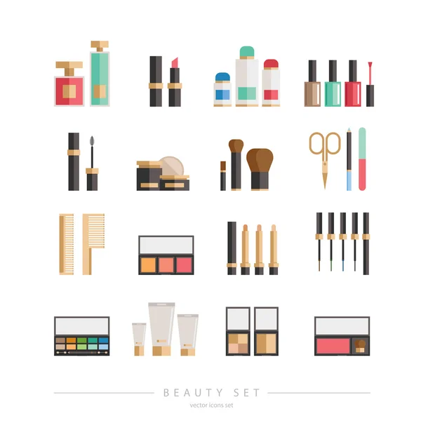 Beauty products collection - flat set — Stock Vector