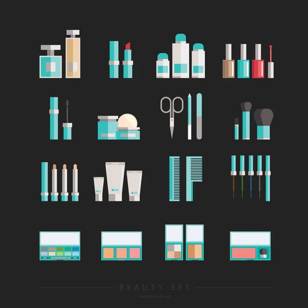 Beauty products collection - trendy turquoise — Stock Vector