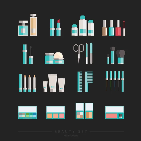 Collection produits de beauté - turquoise tendance — Image vectorielle