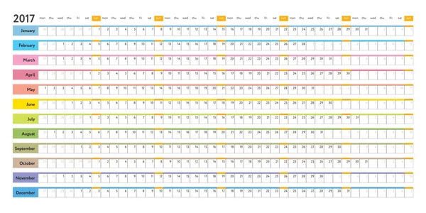 Calendrier linéaire 2017 — Image vectorielle