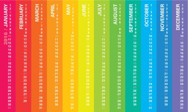 Takvim yaratıcı 2016 (Pazar seçili)