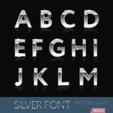Silver (platinum, stainless, chrome) font - part 1 clipart