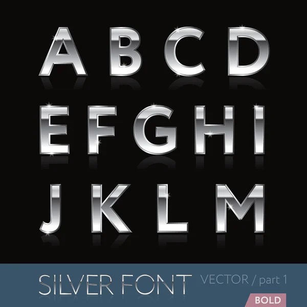 Silver (platinum, stainless, chrome) font - part 1 — Stock Vector